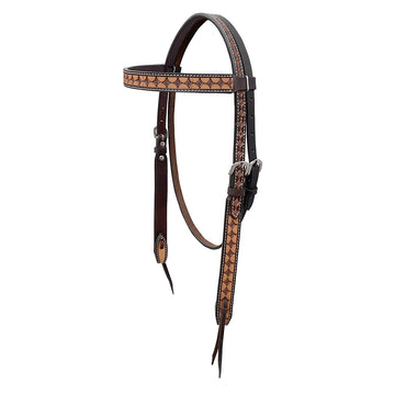 BAR H EQUINE Western Handtooled Leather Horse Headstall & Breast Collar Set